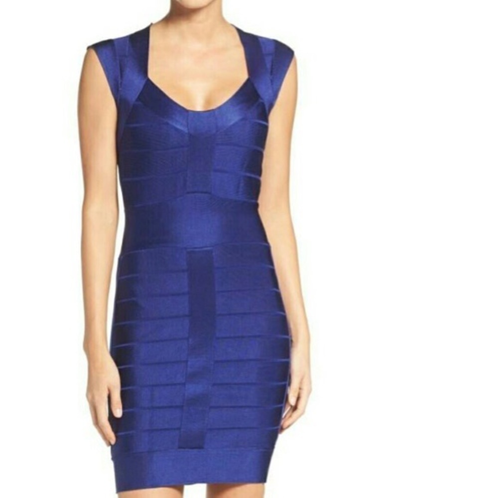 French Connection bondage dress bodycon tight knit shape lifting cocktail party